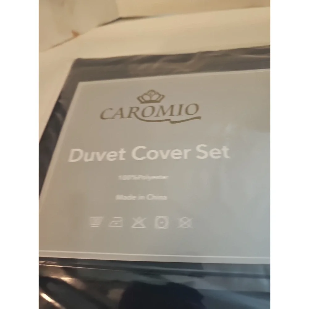 Duvet Cover & 2 Pillow Cases Sage Blue King Polyester 104x90 Caromio New